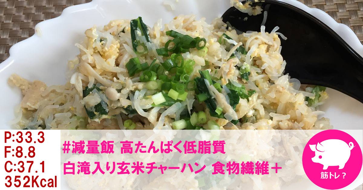 #減量飯 高たんぱく低脂質:白滝入り胸肉玄米チャーハン 食物